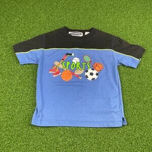 Vintage Express Blue Black Short Sleeve Crew Neck Sports Ball T-Shirt Sz M